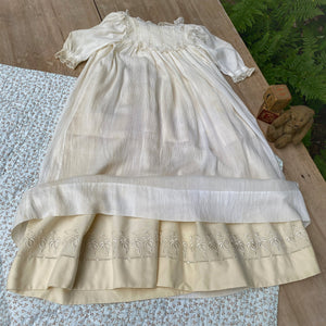 Antique Christening Gown with Embroidered Wool Slip & Provenance, c. 1900