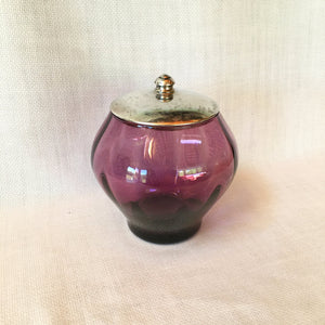 Antique Vanity Jar: Webster Sterling Silver Lid, Amethyst Glass, Early Art Deco