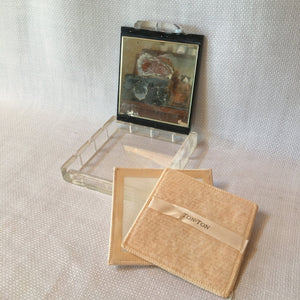 Vintage 1940's Lucite Compact: Ton-Ton, Hand Painted Floral Compact