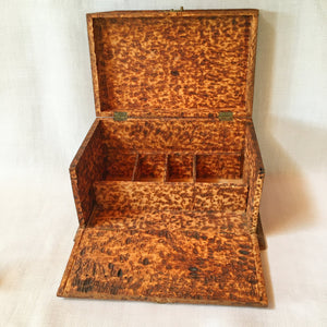 Antique 1900's Pyrography Wood Burning Kit, Cherry Design Box with Tools and Bottles