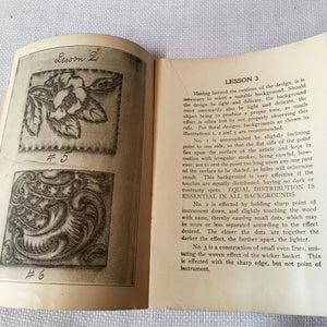 Antique 1900's Pyrography Wood Burning Kit, Cherry Design Box with Tools and Bottles