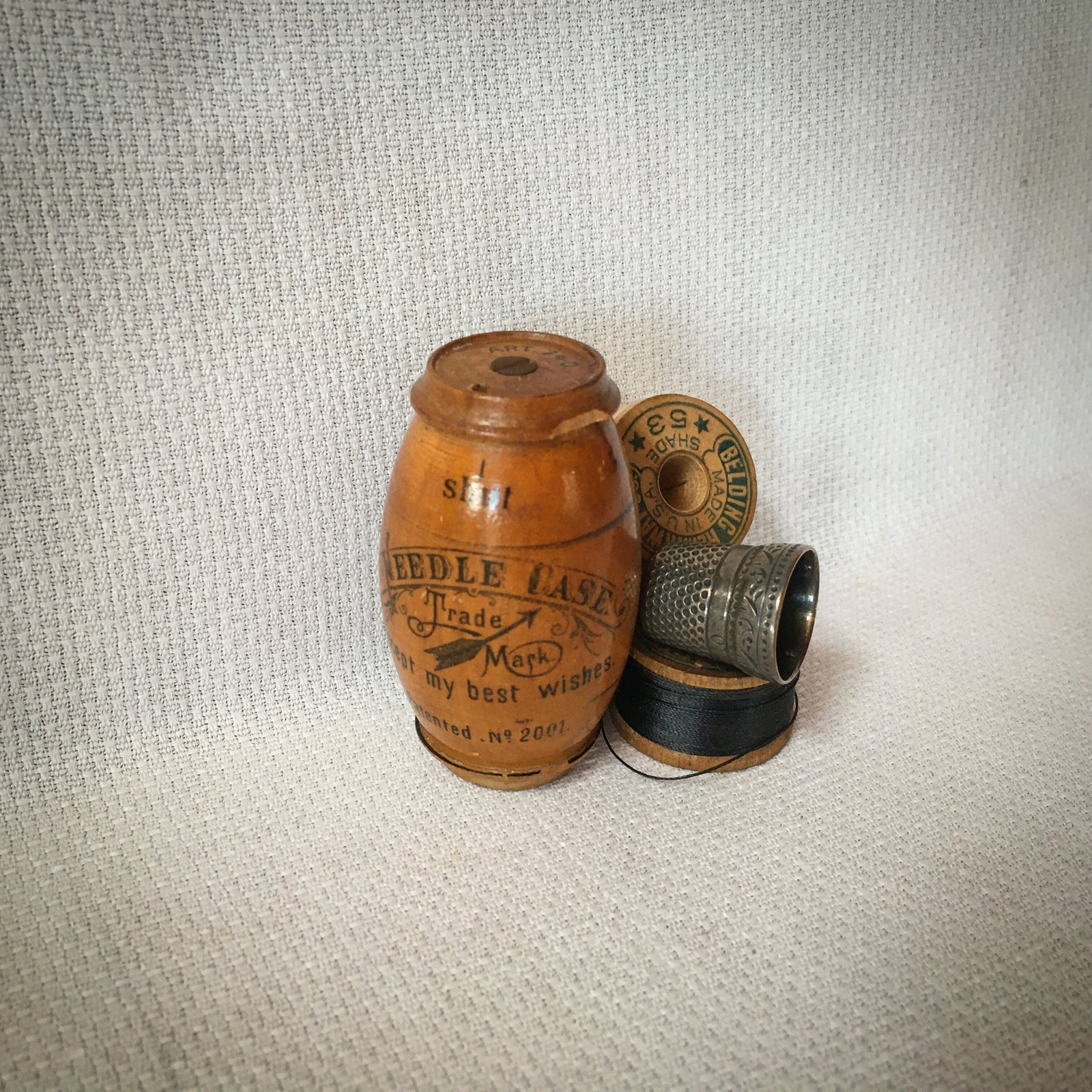 Early 1900’s Treen Barrel Shaped Needle Case