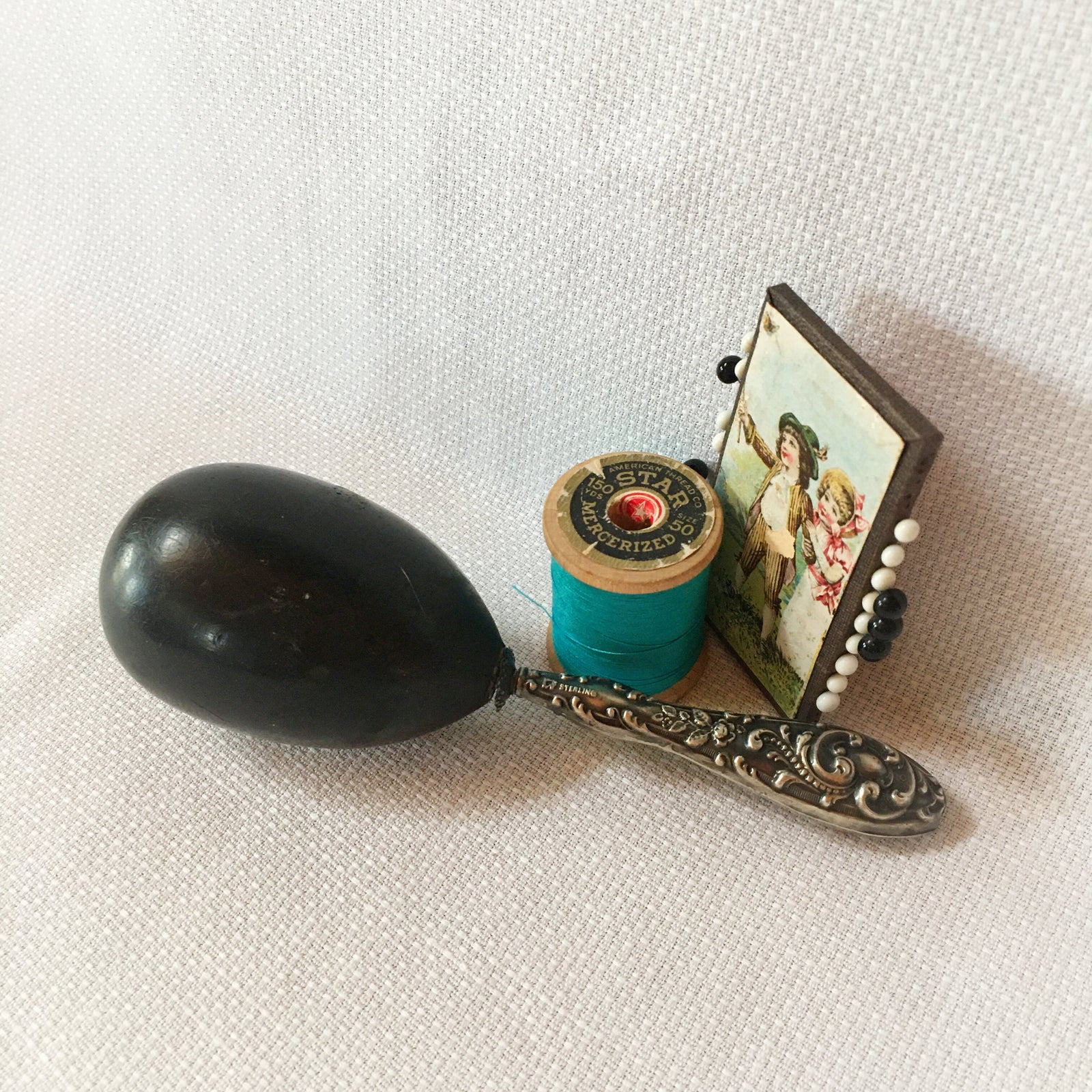 Victorian Era Sterling Silver and Ebony Sock Darner