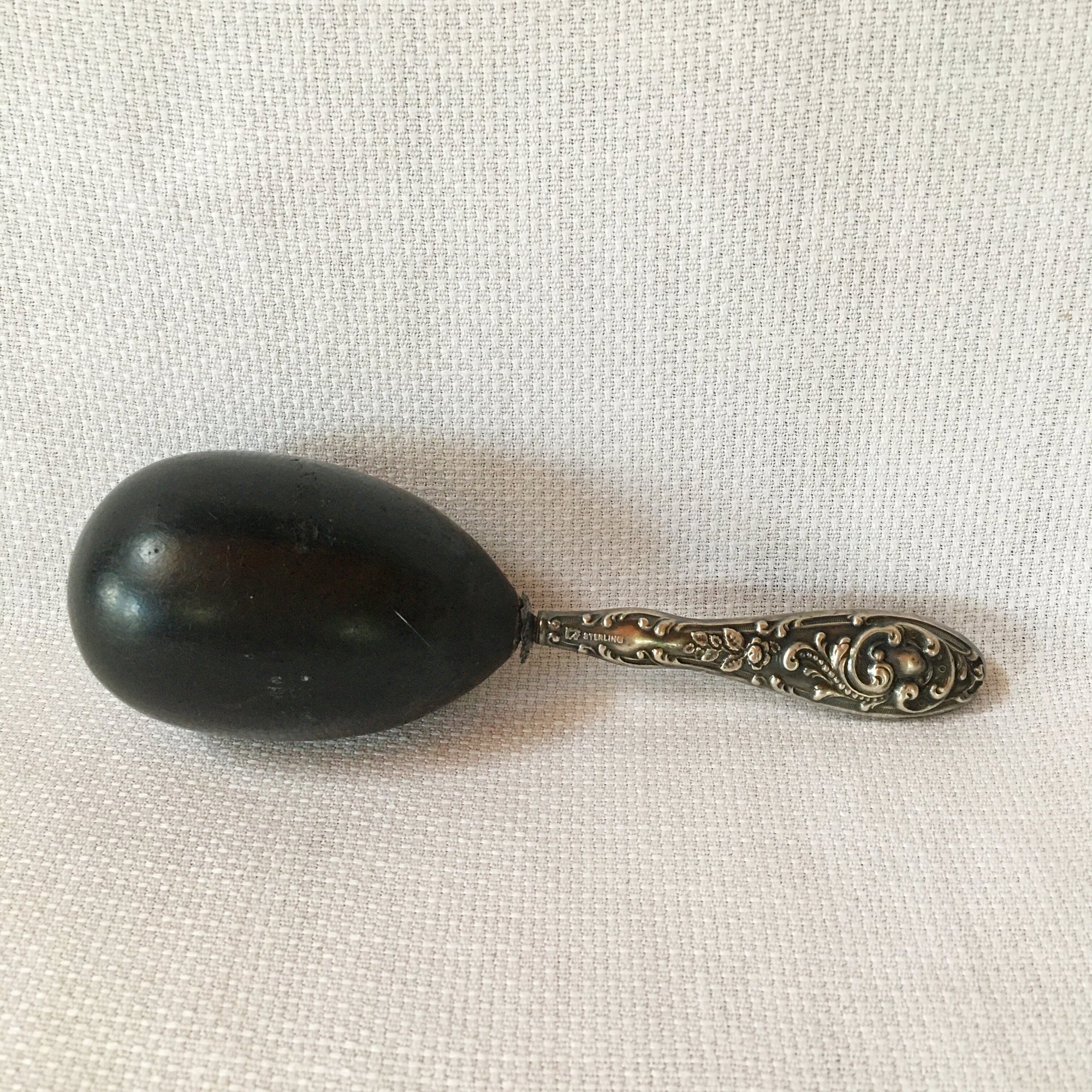 Victorian Era Sterling Silver and Ebony Sock Darner
