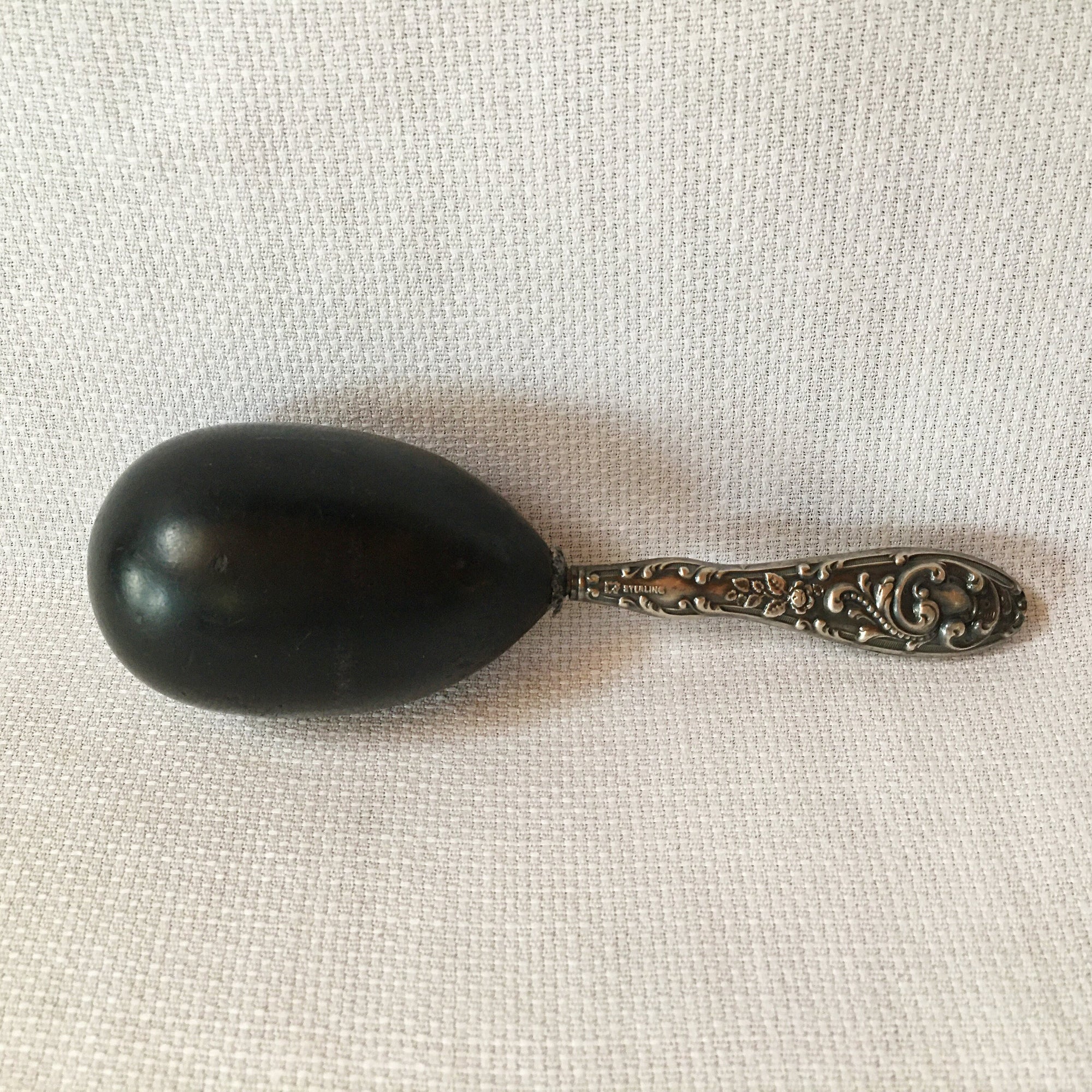 Victorian Era Sterling Silver and Ebony Sock Darner