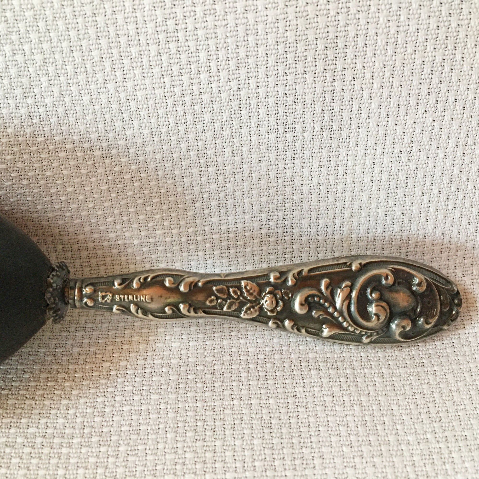 Victorian Era Sterling Silver and Ebony Sock Darner