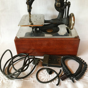 1920's Willcox & Gibbs Electric Sewing Machine, Chain Stitch Model with Foot Pedal