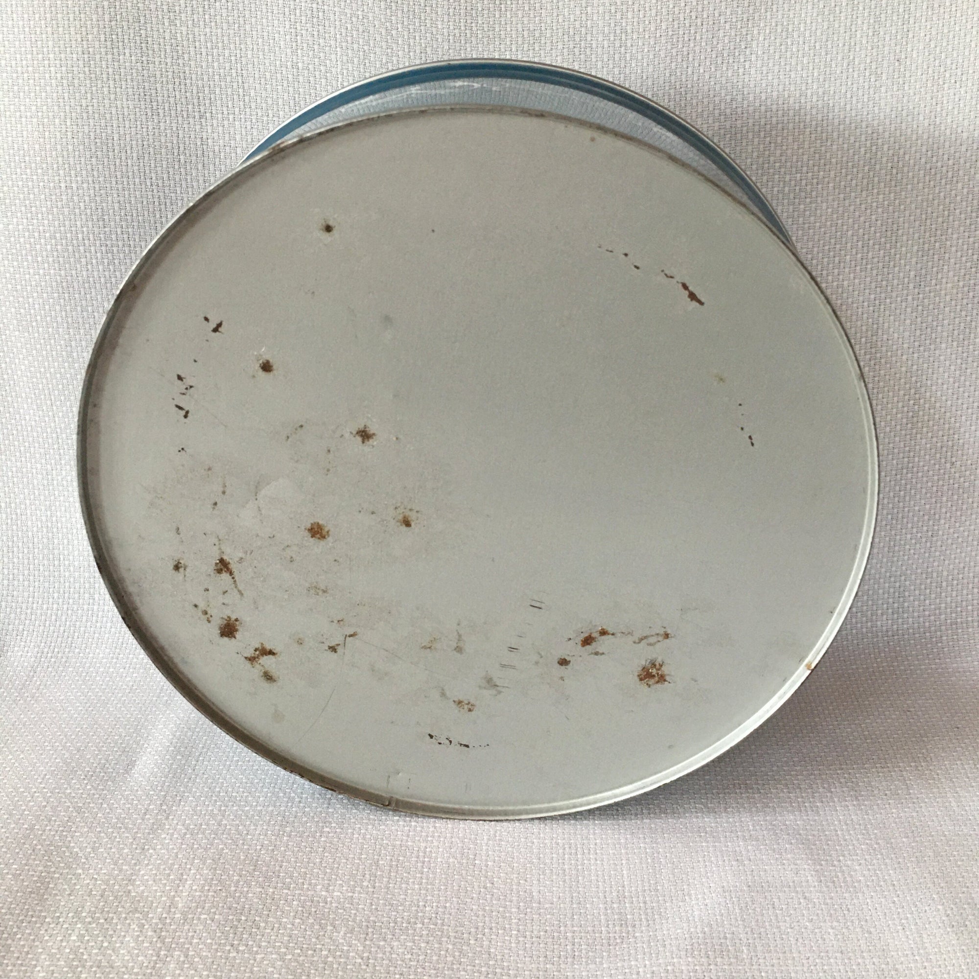 Vintage Button Collection in Blue Tin, Bakelite, Glass, Metal, Shell & More, c. 1930s–1950s