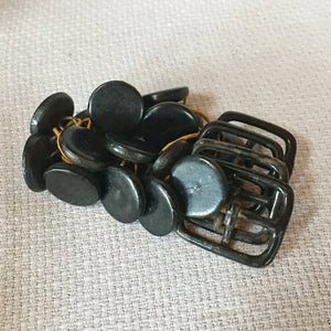 Vintage Button Collection in Blue Tin, Bakelite, Glass, Metal, Shell & More, c. 1930s–1950s