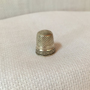 Victorian Velvet Thimble Holder with Lithophane Image and Webster Sterling Thimble