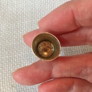 Victorian Velvet Thimble Holder with Lithophane Image and Webster Sterling Thimble