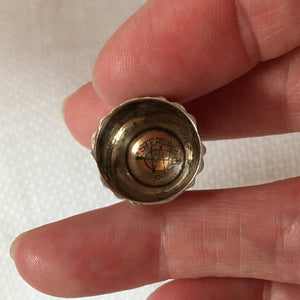 Late 1800's Coquilla Nut Thimble Holder with Webster Sterling Thimble