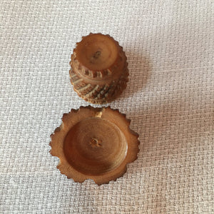 Late 1800's Coquilla Nut Thimble Holder with Webster Sterling Thimble