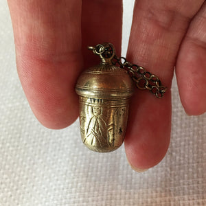 Victorian Era Chatelaine Sewing Thimble with Pin Cushion, Engraved SWB