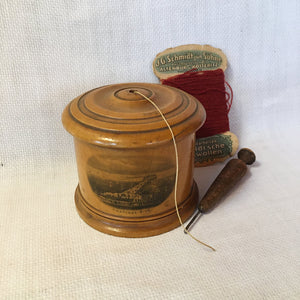Mauchline Ware String Holder “Hastings Pier” with Thread