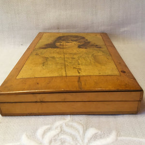 Mauchline Ware Box with Portrait of a Young Girl