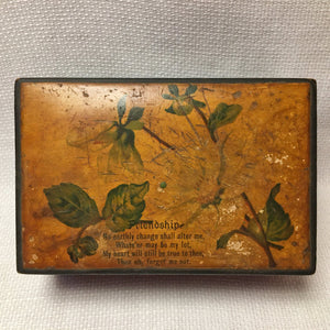 Mauchline Ware Friendship Verse Box, Floral Transfer Lid