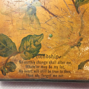 Mauchline Ware Friendship Verse Box, Floral Transfer Lid