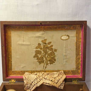 Victorian Wooden Sewing Box with Silk Threads & Tools – c. 1890s