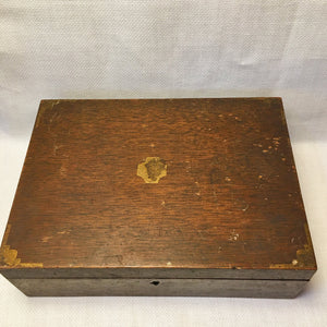 Victorian Wooden Sewing Box with Silk Threads & Tools – c. 1890s