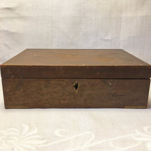 Victorian Wooden Sewing Box with Silk Threads & Tools – c. 1890s