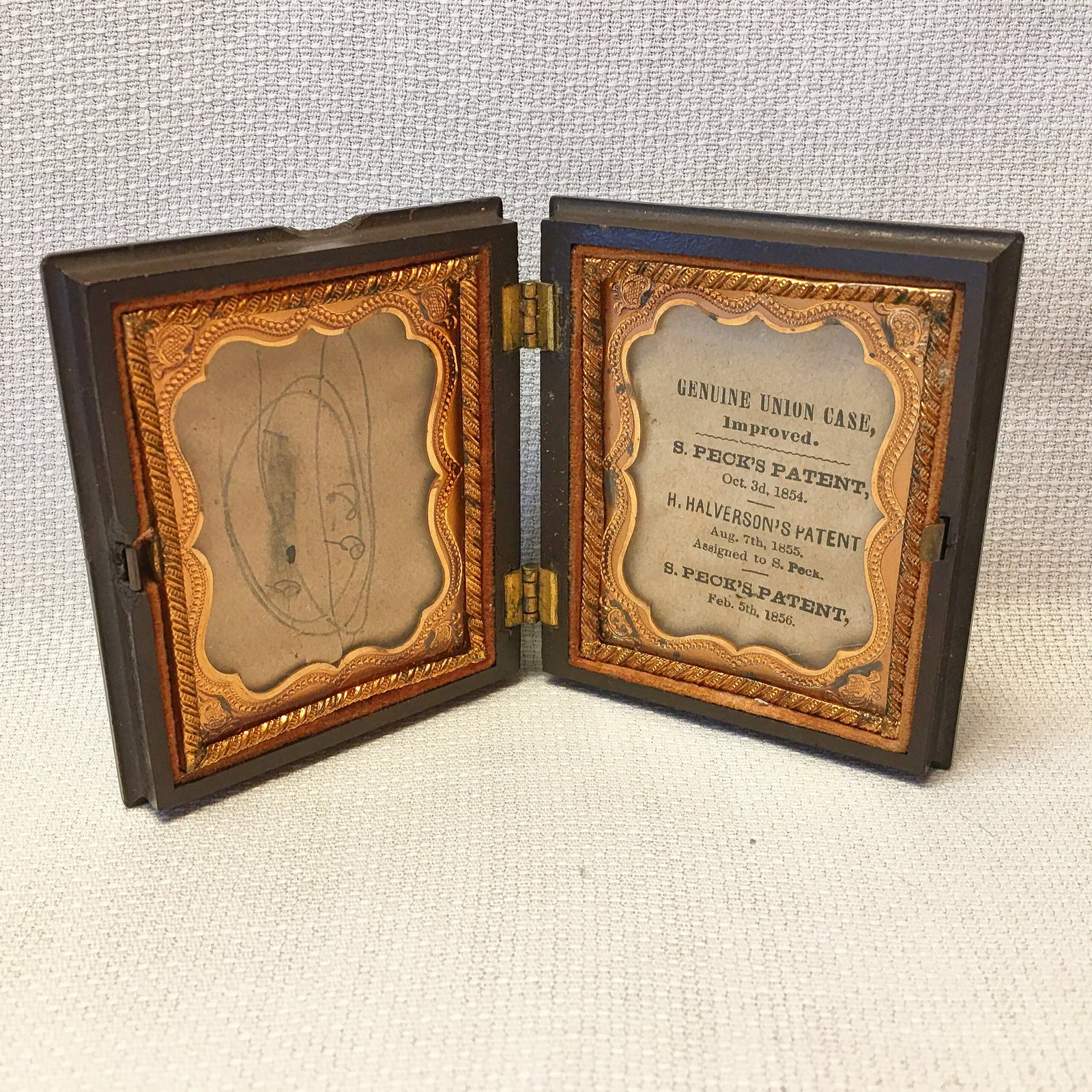 Antique Union Case for Ambrotype or Tintype, c.1855–1860 Photo Case, S. Peck Patent