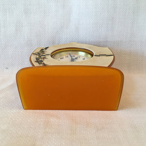Art Deco Butterscotch Bakelite Mantel Clock c1930s
