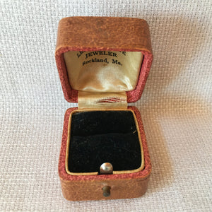 Antique Leather Ring Presentation Box Leon J. White Jeweler Rockland Maine c1900s