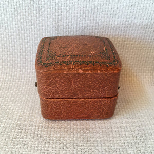 Antique Leather Ring Presentation Box Leon J. White Jeweler Rockland Maine c1900s