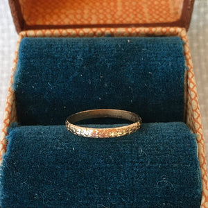 Antique 10K Gold Baby Ring with Original Ring Box, Engraved Band, Early 1900s