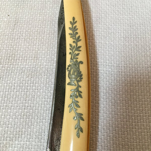 Antique H. Boker & Co Straight Razor with Original Box, Silver Inlay Handle