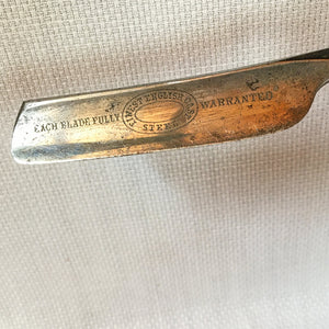 Antique H. Boker & Co Straight Razor with Original Box, Silver Inlay Handle