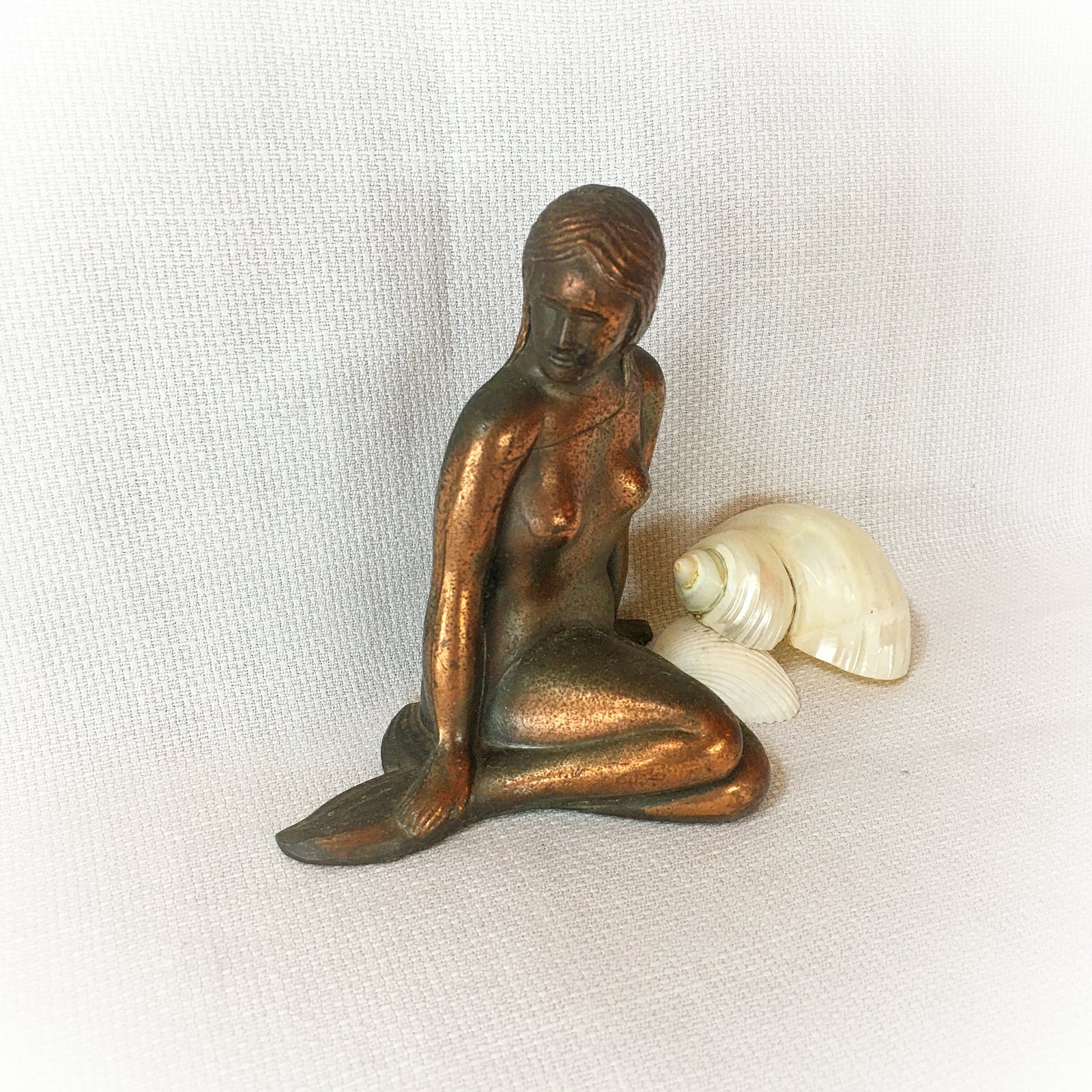 Vintage Art Deco Mermaid Sculpture, Bronze Tone, c.1920s–1930s