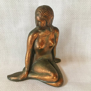 Vintage Art Deco Mermaid Sculpture, Bronze Tone, c.1920s–1930s