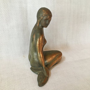Vintage Art Deco Mermaid Sculpture, Bronze Tone, c.1920s–1930s