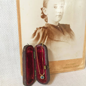 Antique Leather Jewelry Presentation Box Red Velvet Interior