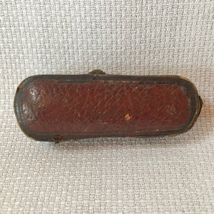 Antique Leather Jewelry Presentation Box Red Velvet Interior