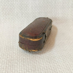 Antique Leather Jewelry Presentation Box Red Velvet Interior