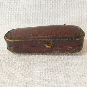 Antique Leather Jewelry Presentation Box Red Velvet Interior