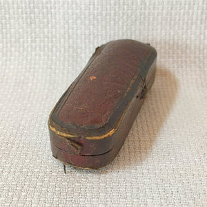 Antique Leather Jewelry Presentation Box Red Velvet Interior