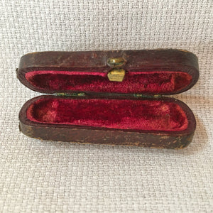 Antique Leather Jewelry Presentation Box Red Velvet Interior