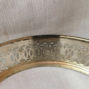 Antique Uranium Glass Divided Candy Dish with Silver Tone Basket, Swing Handle