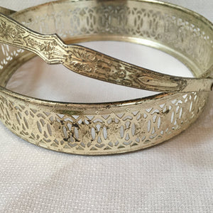 Antique Uranium Glass Divided Candy Dish with Silver Tone Basket, Swing Handle