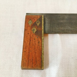 Antique Woodworking Tools, Scribe & Square with Brass Accents, 19th Century