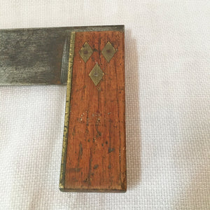 Antique Woodworking Tools, Scribe & Square with Brass Accents, 19th Century