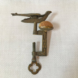 Small Victorian Sewing Bird Clamp with Original Velvet Pin Cushion