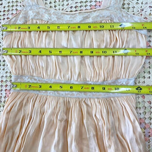 1940s Silk Nightgown Slip with Lace Trim – Best & Co. Peach Lingerie – Vintage Bias Cut Slip