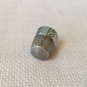 Mauchline Ware Thimble Holder with Sterling Silver Thimble, Dryburgh Abbey