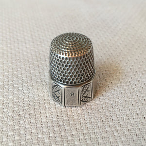 Mauchline Ware Thimble Holder with Sterling Silver Thimble, Dryburgh Abbey