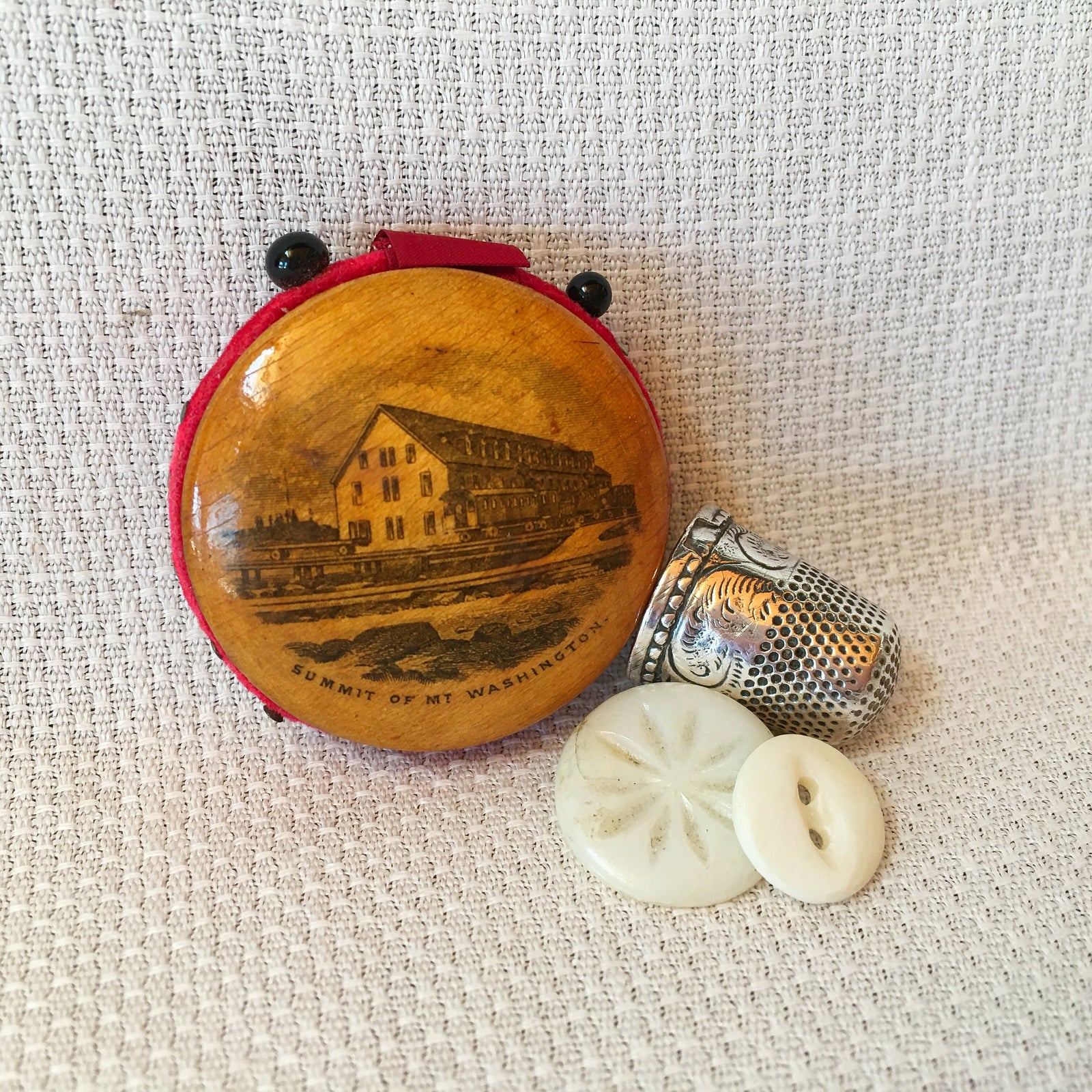 Mauchline Ware Pin Disk, Summit of Mt. Washington